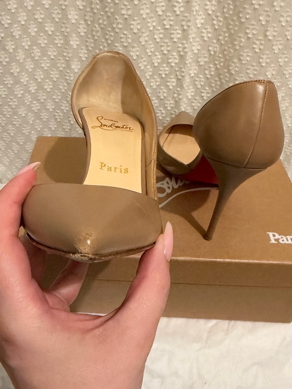 Christian Louboutin Nude d’Orsay Pointed-Toe Stiletto Pumps - Picture 7 of 15